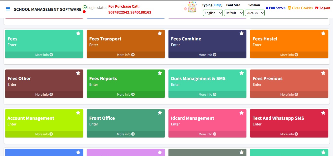 Simption School Management Software — Fee Collection Panels