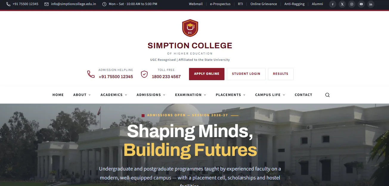 College Website Demo 2 template — demo 2 screenshot