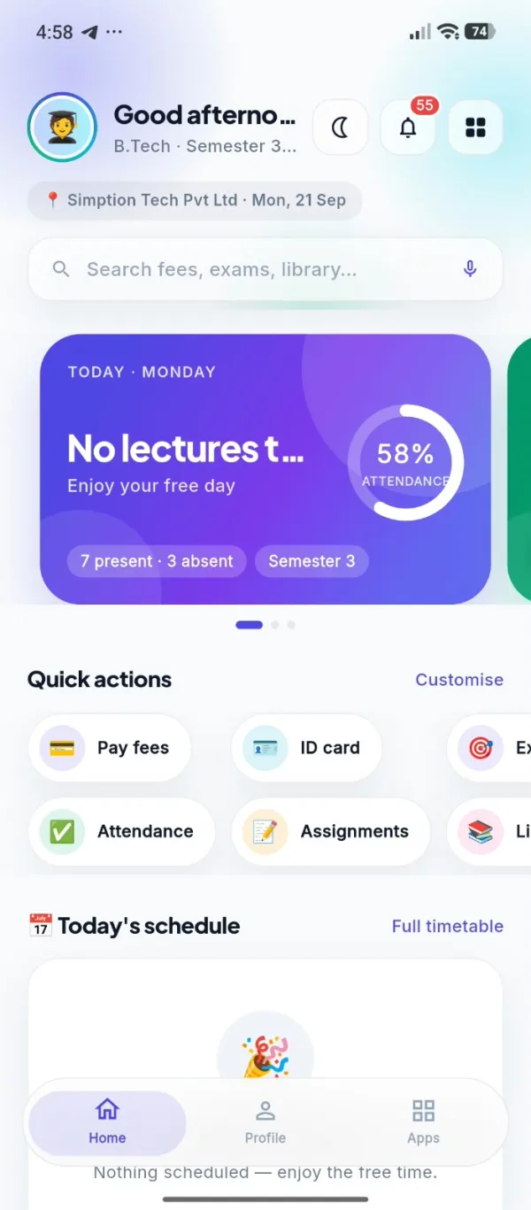 Simption app — Dashboard