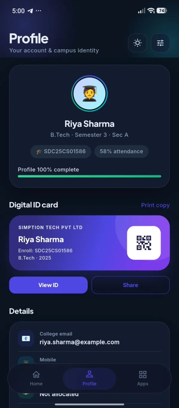 Simption app — Digital ID Card